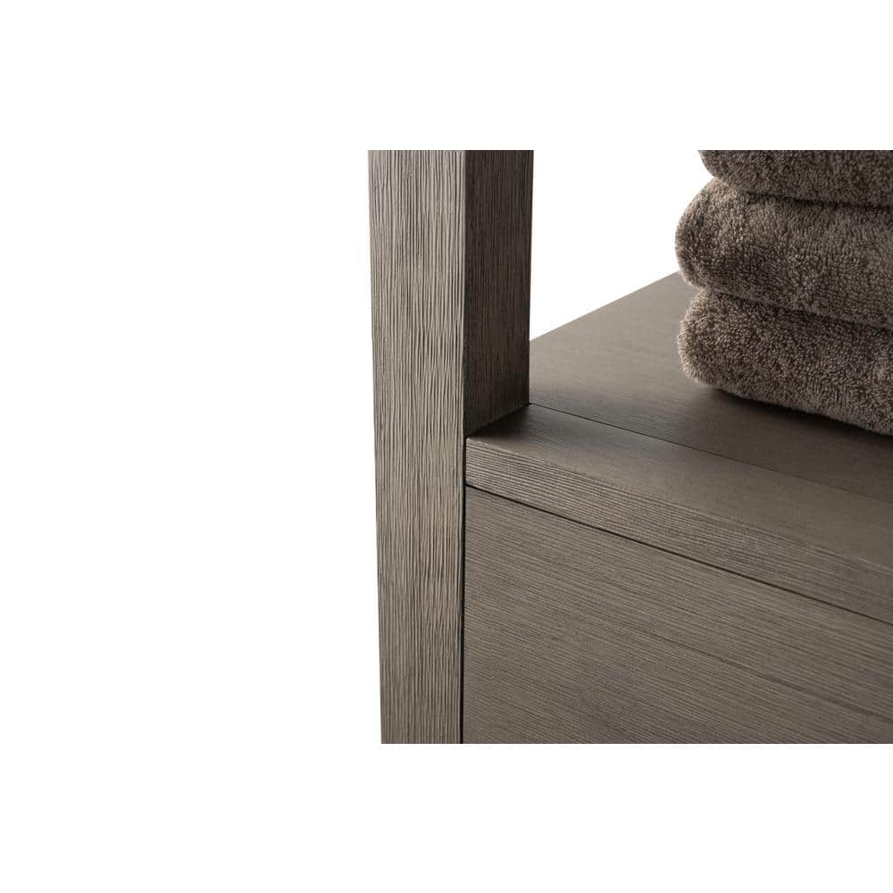 Vanity Art 21 in. W x 17 in. D x 72 in. H Brown MDF Floor Standing Linen Cabinet with Soft Close Door in Driftwood Gray/GB