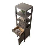 Vanity Art 21 in. W x 17 in. D x 72 in. H Brown MDF Floor Standing Linen Cabinet with Soft Close Door in Driftwood Gray/GB