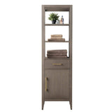 Vanity Art 21 in. W x 17 in. D x 72 in. H Brown MDF Floor Standing Linen Cabinet with Soft Close Door in Driftwood Gray/GB