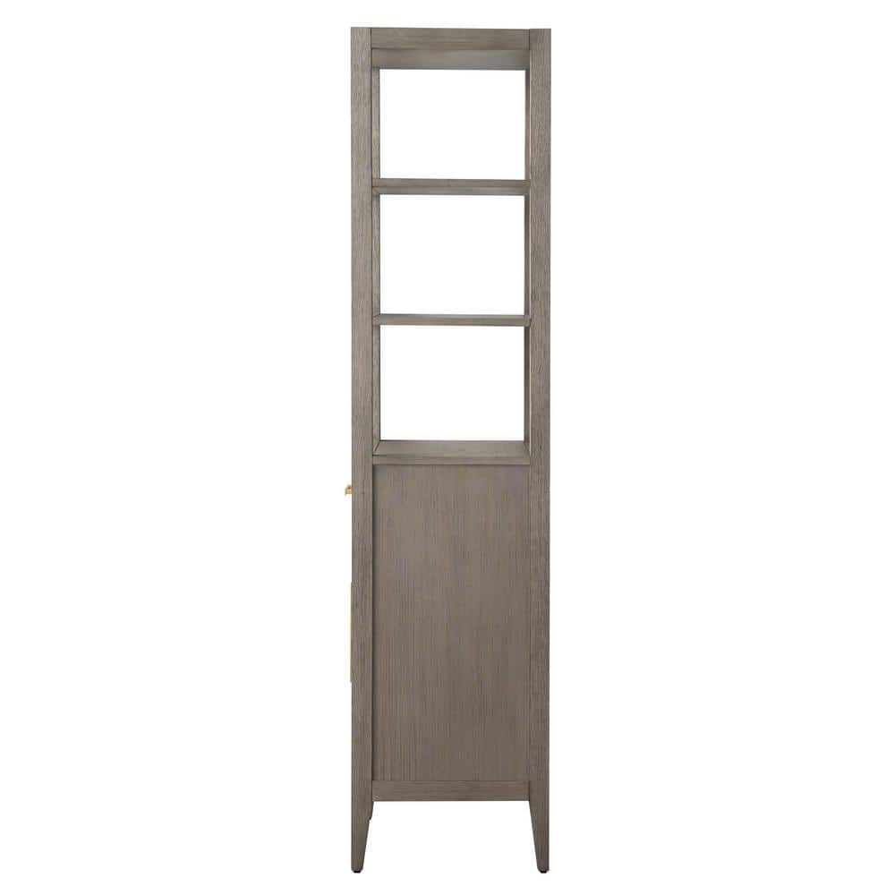 Vanity Art 21 in. W x 17 in. D x 72 in. H Brown MDF Floor Standing Linen Cabinet with Soft Close Door in Driftwood Gray/GB