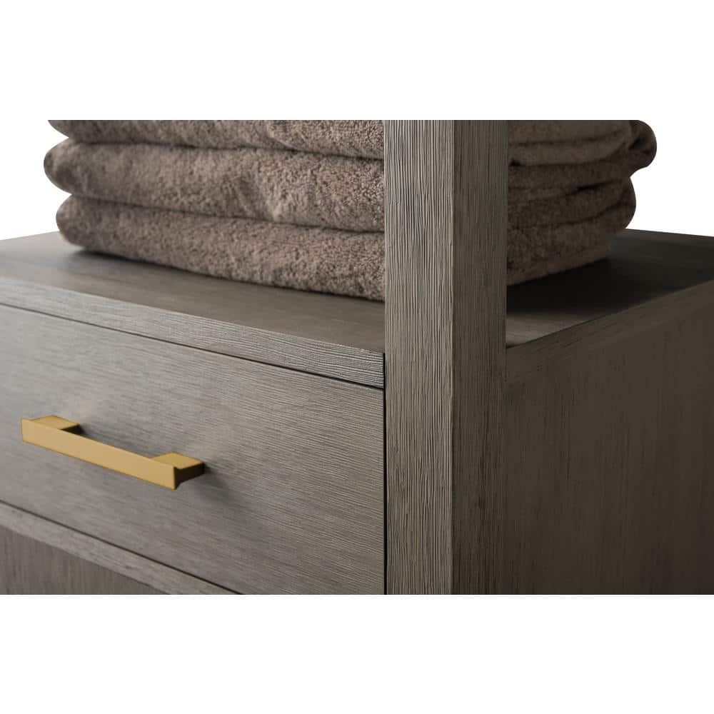 Vanity Art 21 in. W x 17 in. D x 72 in. H Brown MDF Floor Standing Linen Cabinet with Soft Close Door in Driftwood Gray/GB