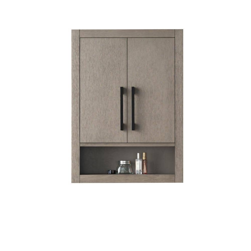 Vanity Art 24 in. W x 8 in. D x 33 in. H Bathroom Storage Wall Cabinet in Driftwood Gray/MB