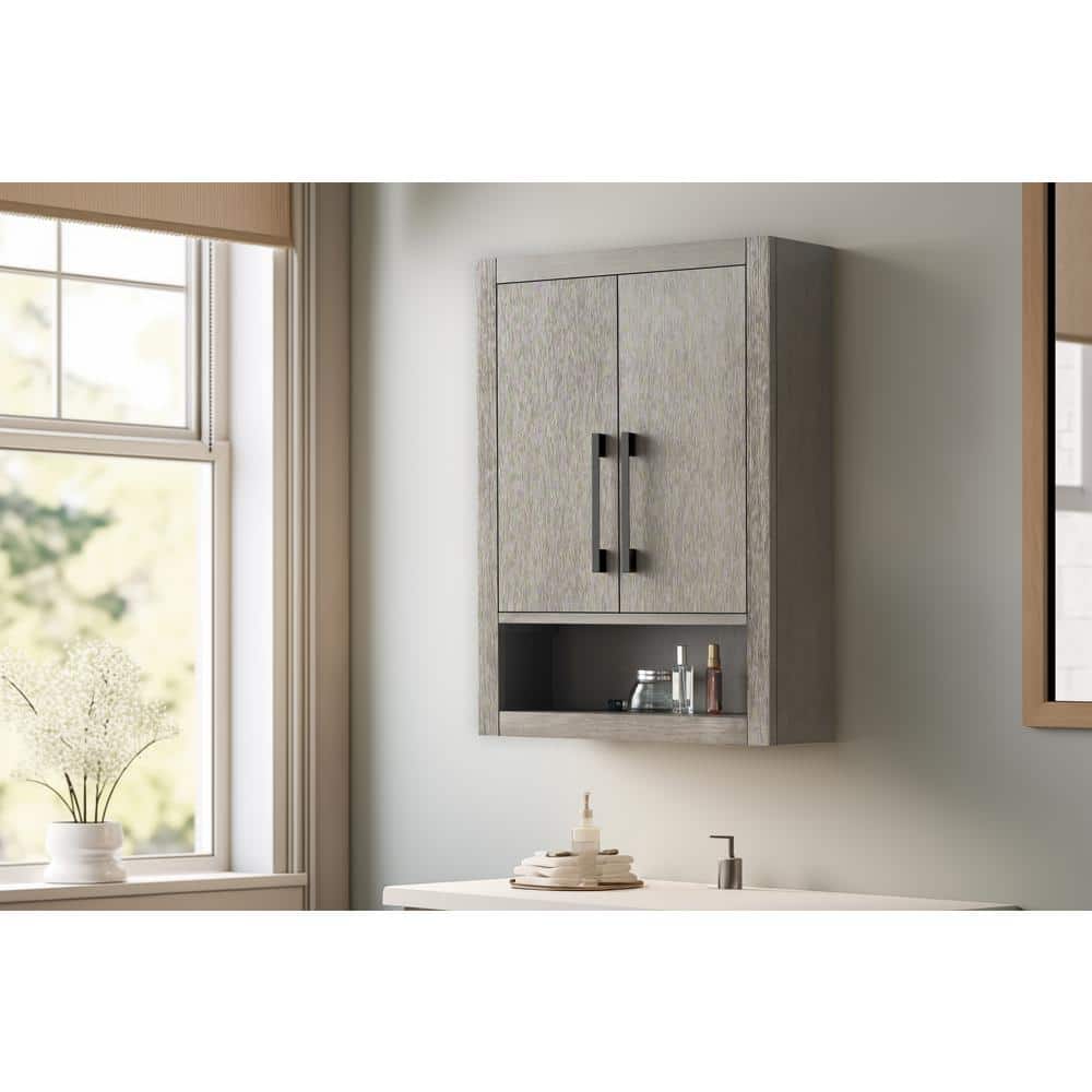Vanity Art 24 in. W x 8 in. D x 33 in. H Bathroom Storage Wall Cabinet in Driftwood Gray/MB