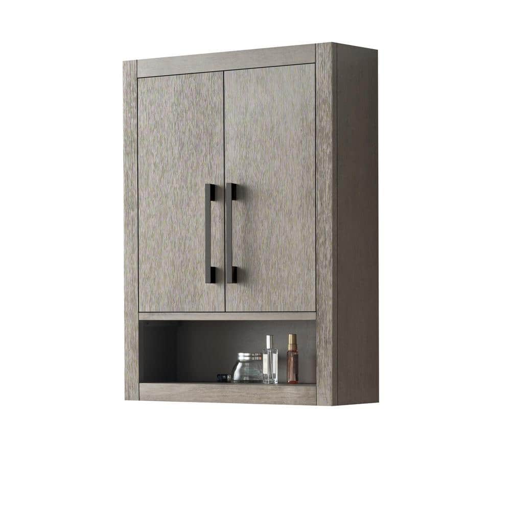Vanity Art 24 in. W x 8 in. D x 33 in. H Bathroom Storage Wall Cabinet in Driftwood Gray/MB