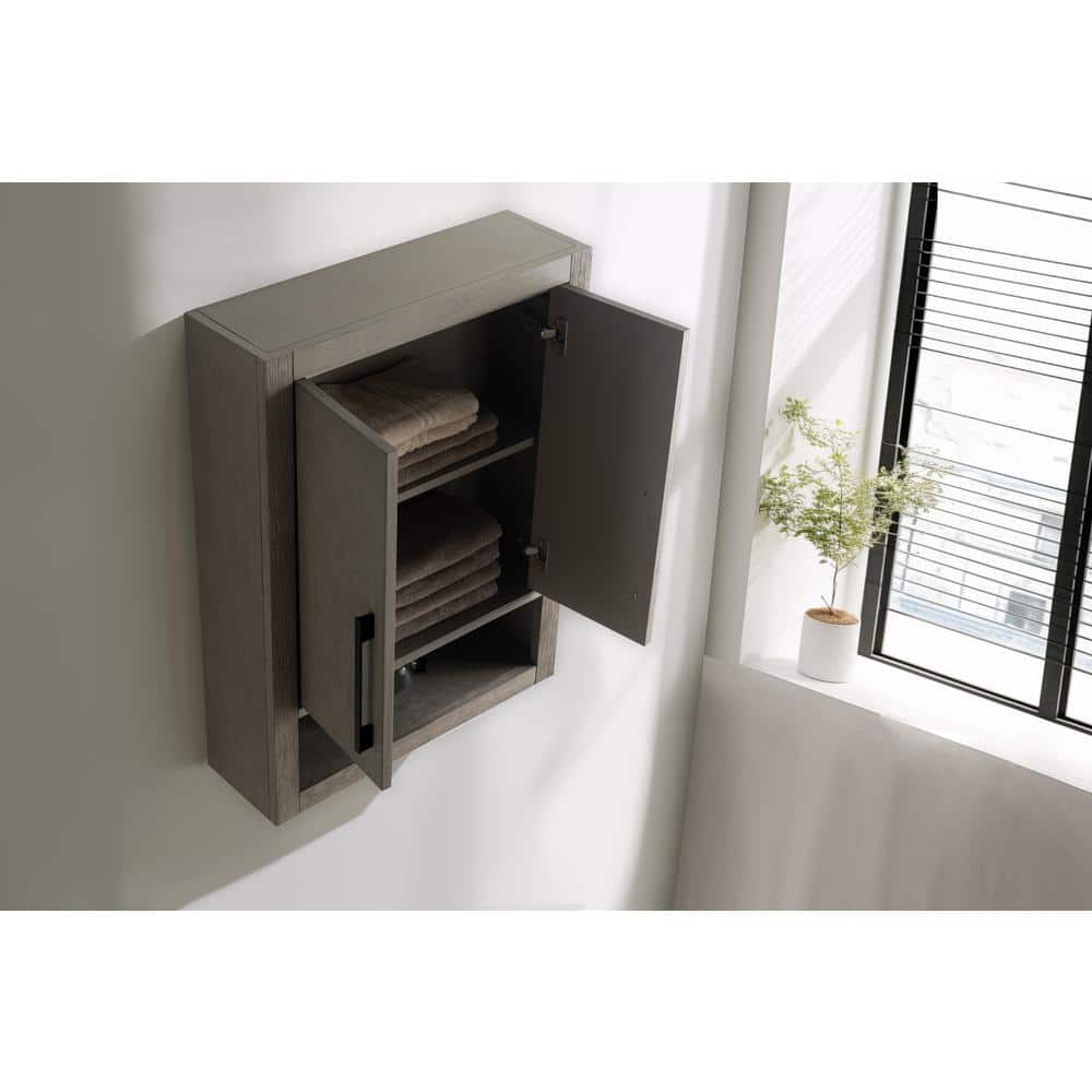 Vanity Art 24 in. W x 8 in. D x 33 in. H Bathroom Storage Wall Cabinet in Driftwood Gray/MB