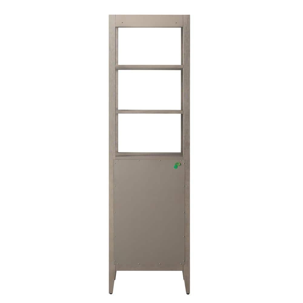 Vanity Art 21 in. W x 17 in. D x 72 in. H Brown MDF Floor Standing Linen Cabinet with Soft Close Door in Driftwood Gray/MB
