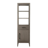 Vanity Art 21 in. W x 17 in. D x 72 in. H Brown MDF Floor Standing Linen Cabinet with Soft Close Door in Driftwood Gray/MB
