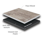Norsk Reversible Driftwood/Black Faux Wood 24 in. x 24 in. x 0.47 in. Foam Mats (4-Pack)