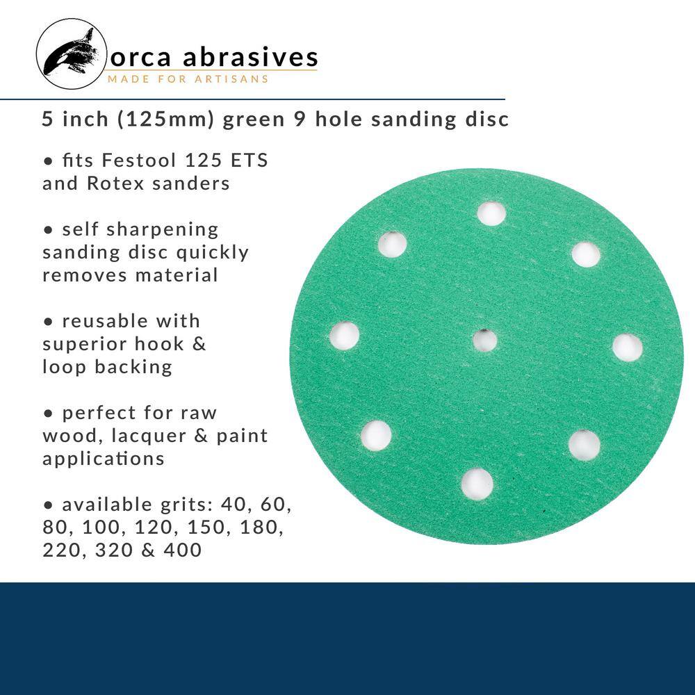 Green 5 in. 220 Grit Sanding Disc Very Fine (10-Pack)