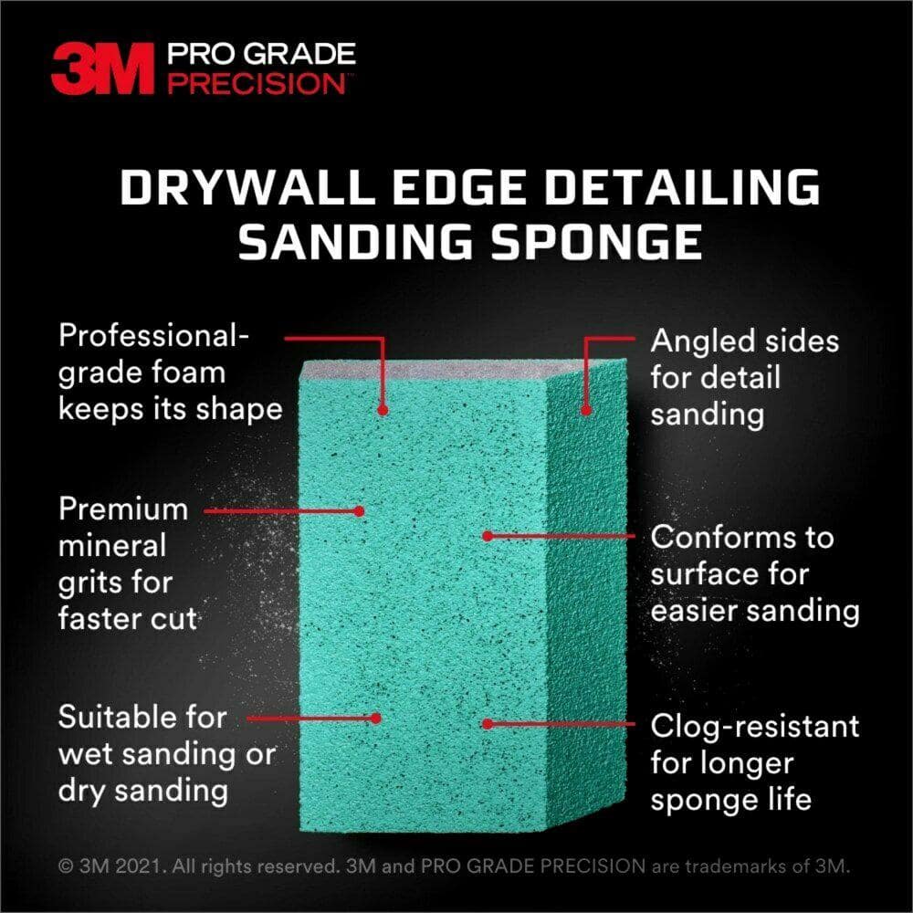 Pro Grade Precision 4 1/2 in. x 2 1/2 in. x 1 in. 120 Grit Fine Single Angled Drywall Sanding Sponge (2-Pack)