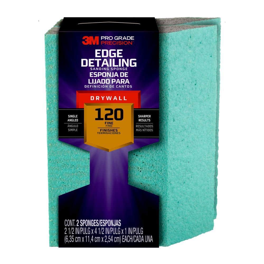 Pro Grade Precision 4 1/2 in. x 2 1/2 in. x 1 in. 120 Grit Fine Single Angled Drywall Sanding Sponge (2-Pack)