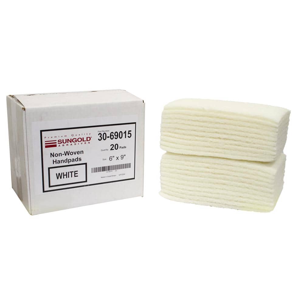 6 in. x 9 in. x 1/4 in. Non Abrasive White Finishing Hand Pads (20-Pack)