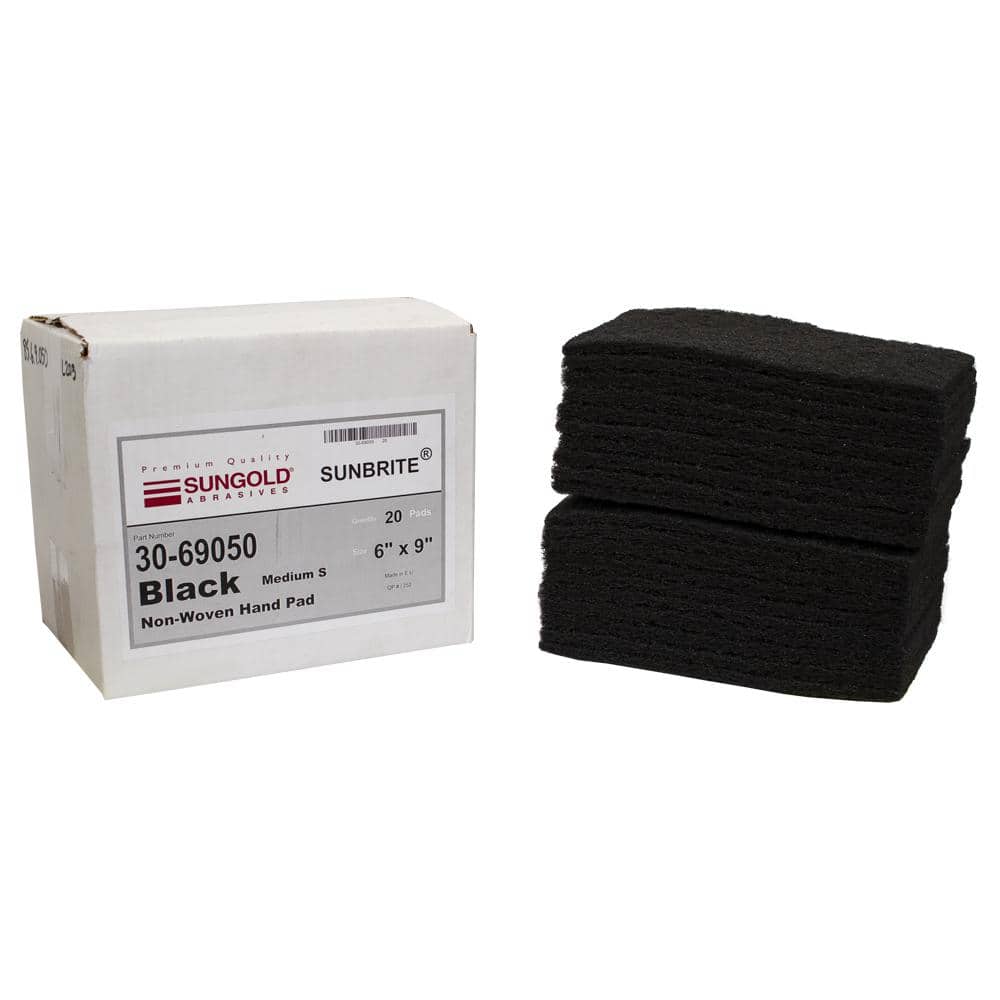 6 in. x 9 in. x 1/4 in. 150-180 Medium Black Finishing Hand Pads (20-Pack)