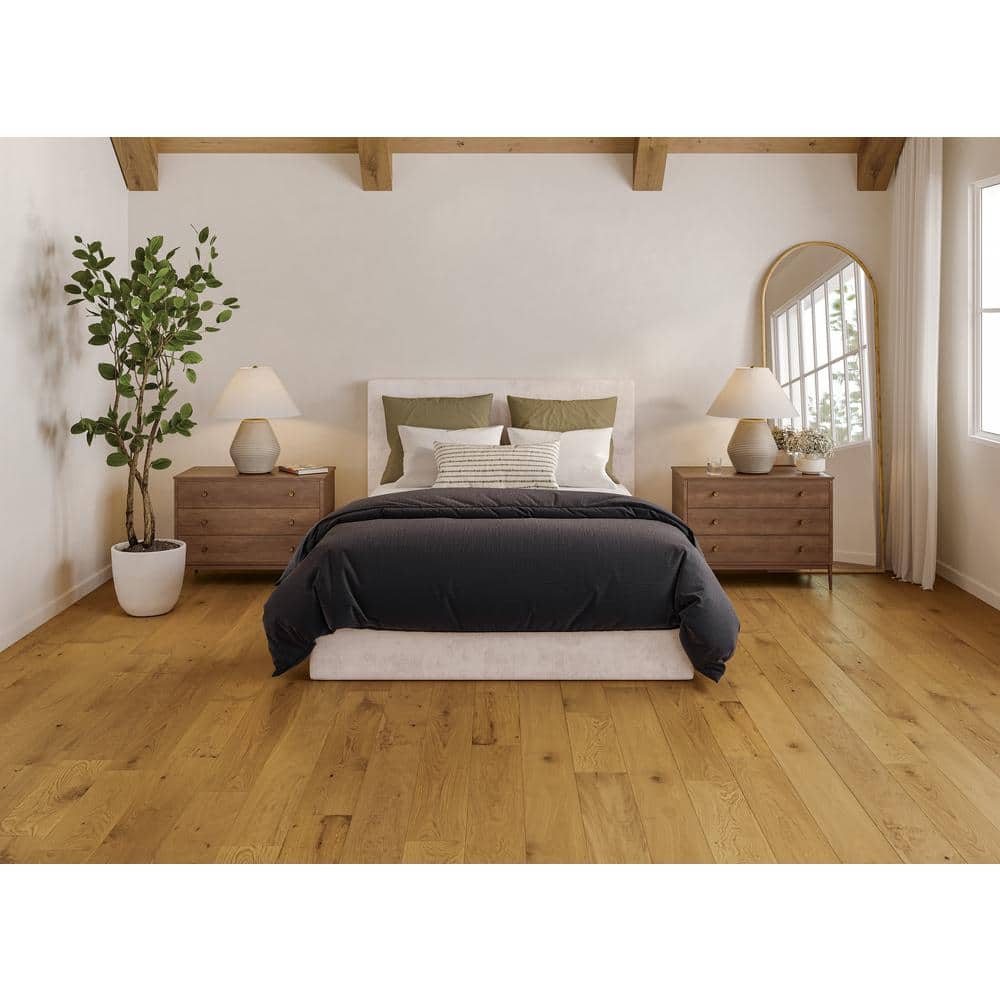 Bedrosians Laguna French Oak Dune 0.16 in. T x 9.5 in. W Click-Lock Wire Brushed Engineered Hardwood Flooring (28.41 sq. ft./ctn)
