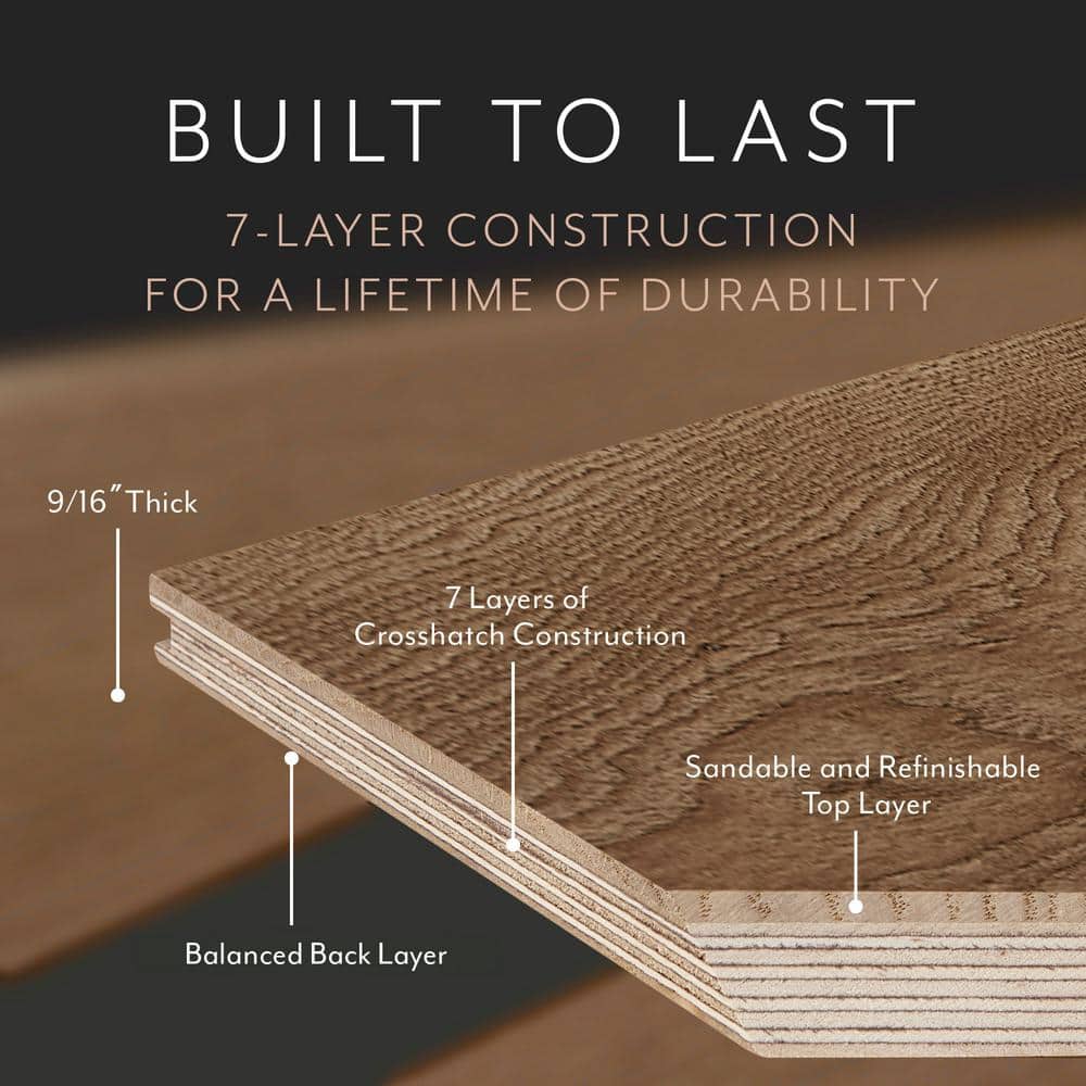 ASPEN FLOORING Durango Hickory 9/16 in T x 8.66 in. W Tongue and Groove Wire Brushed Engineered Hardwood Flooring (31.25 sqft/case)