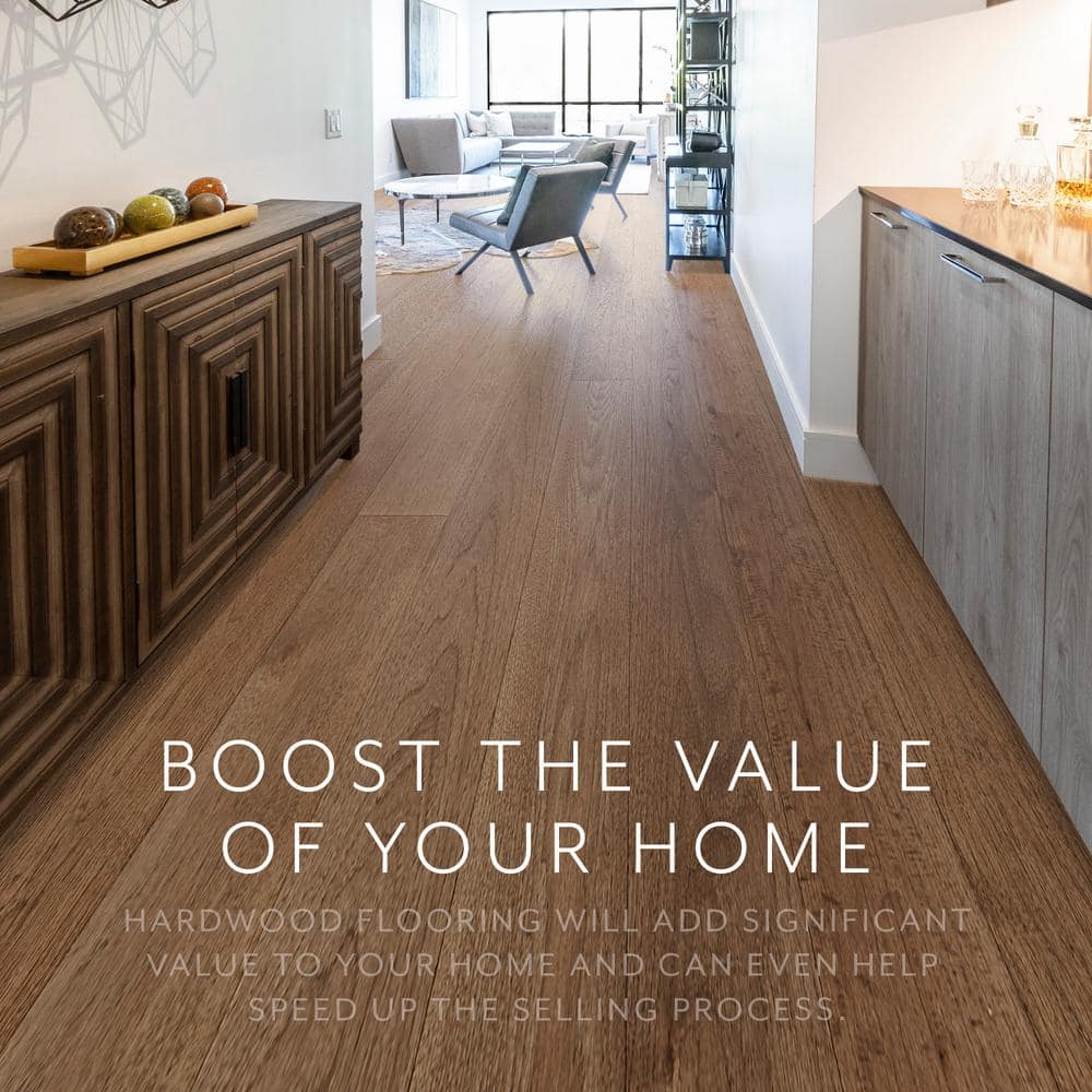 ASPEN FLOORING Durango Hickory 9/16 in T x 8.66 in. W Tongue and Groove Wire Brushed Engineered Hardwood Flooring (31.25 sqft/case)