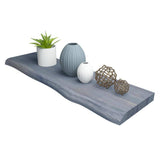 Interbuild Solid 2.9 ft. L x 10 in. D x 1.5 in. T, Acacia Butcher Block Countertop Floating Wall Shelf, Dusk Grey with Live Edge