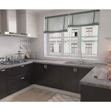 Interbuild 6.2 ft. L x 36 in. D, Acacia Butcher Block Island Countertop, Finished in Dusk Grey with Square Edge