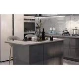 Interbuild 6.2 ft. L x 36 in. D, Acacia Butcher Block Island Countertop, Finished in Dusk Grey with Square Edge