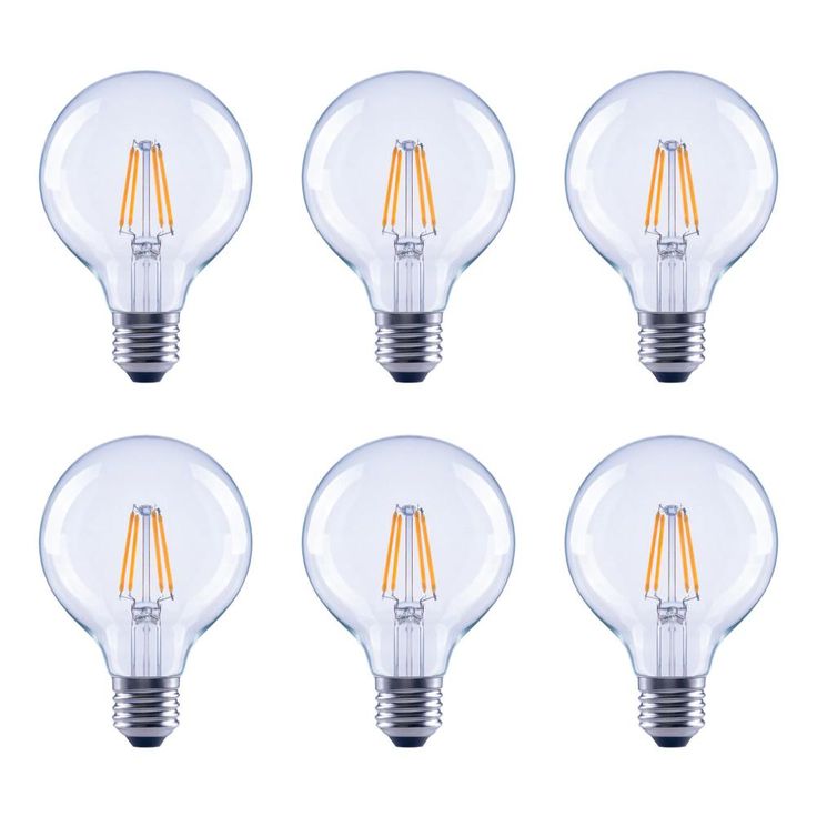 60-Watt Equivalent G25 Globe Vanity Clear Glass Vintage Edison Filament Dimmable LED Light Bulb Soft White (6-Pack)