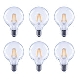 60-Watt Equivalent G25 Globe Vanity Clear Glass Vintage Edison Filament Dimmable LED Light Bulb Soft White (6-Pack)