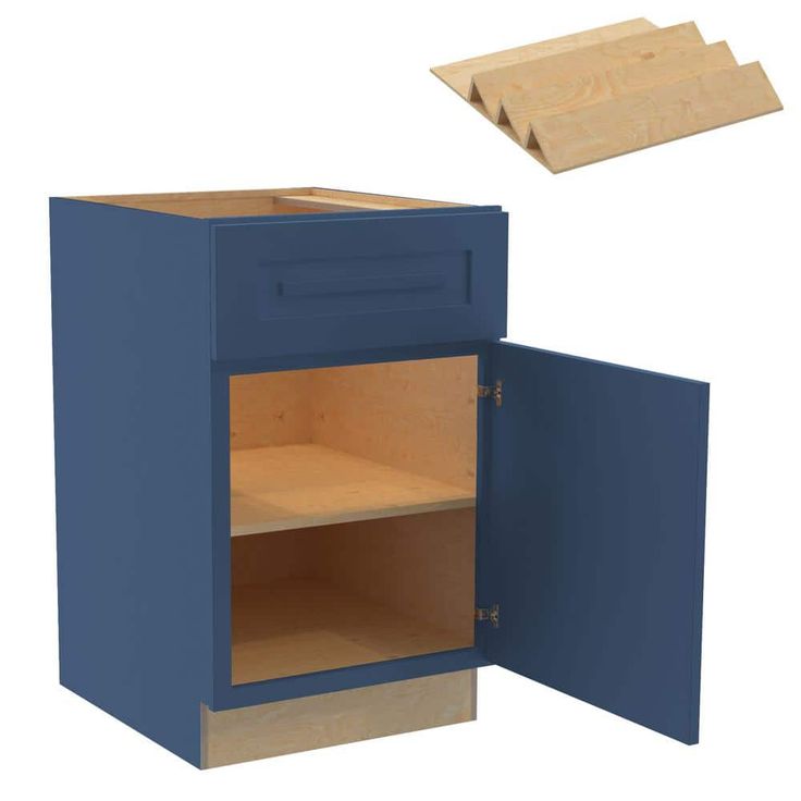 Home Decorators Collection Grayson 21 in. W x 24 in. D x 34.5 in. H Assembled Plywood Base Kitchen Cabinet in Mythic Blue with Spice Soft Close RH