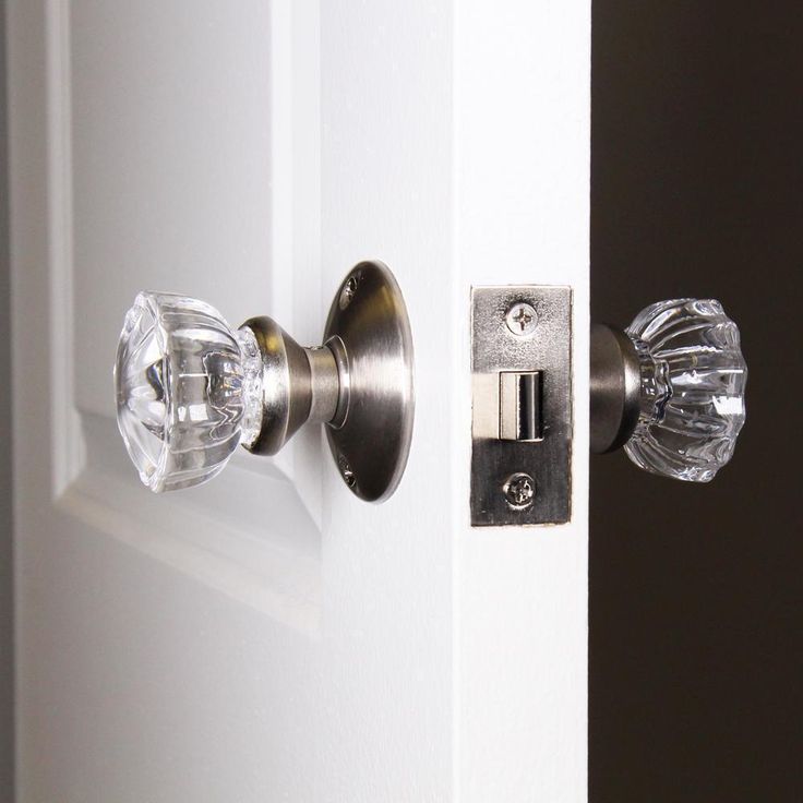 2 in. Satin Nickel Victorian Glass Knob Passage Set