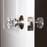 2 in. Satin Nickel Victorian Glass Knob Passage Set