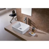 LUXIER Rectangular Bathroom Ceramic Vessel Sink Art Basin in White