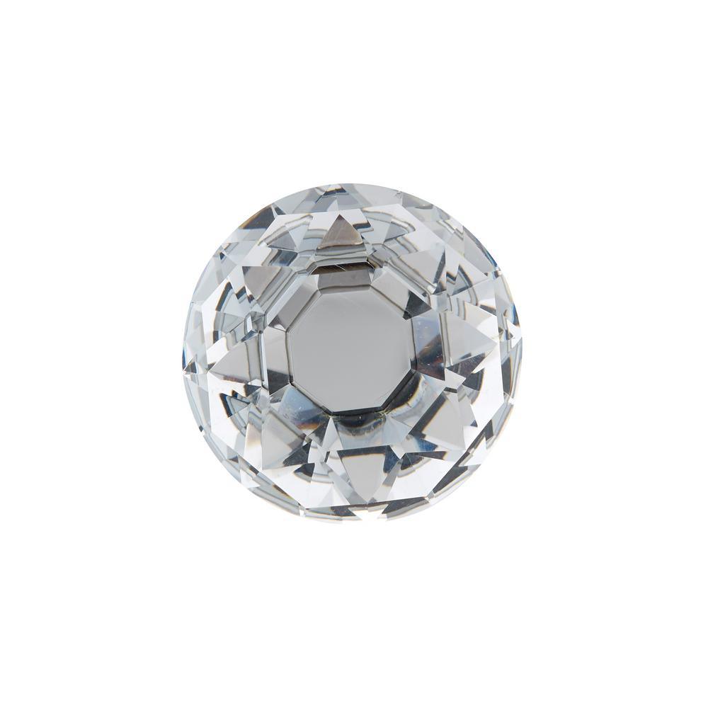 1-9/16 in. (40 mm) Clear, Chrome Contemporary Metal, Crystal and Glass Cabinet Knob - Super Arbor