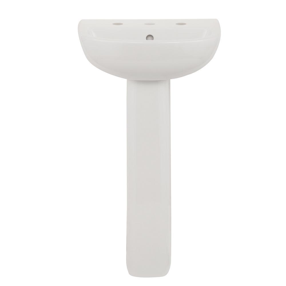 Compact 450 18 in. Pedestal Combo Bathroom Sink for 8 in. Widespread in White - Super Arbor