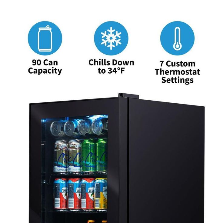 NewAir 90-Can Capacity (2.2-cu ft) Residential Black Built-In/Freestanding Beverage Center