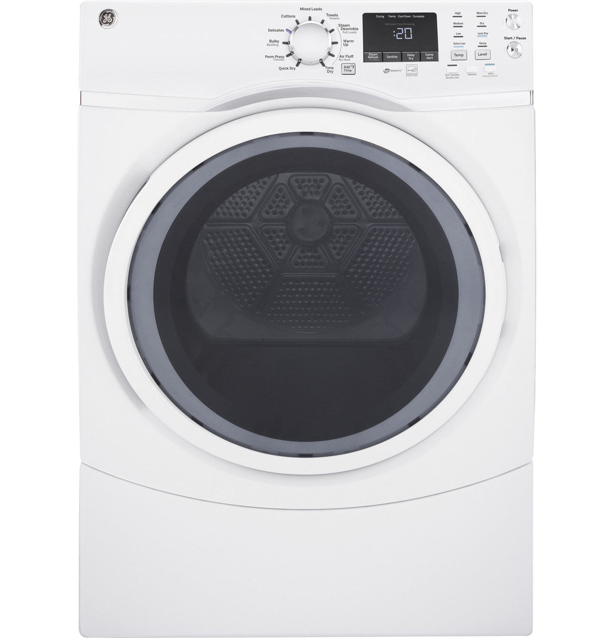 GE 7.5-cu ft Reversible Side Swing Door Stackable Gas Dryer, White, ENERGY STAR (GFD45GSSMWW)