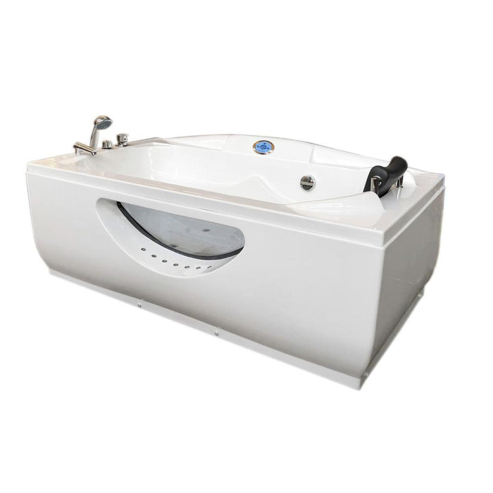 Paris with heater 67 in. L Acrylic Right Drain Corner Alcove Whirlpool Bathtub in White - Super Arbor
