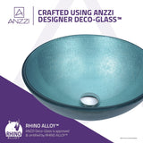ANZZI Posh Series Deco-Glass Vessel Sink in Coral Blue, 16.5 in. Diameter
