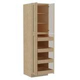Home Decorators Collection Washington 24 in. W x 24 in. D x 90 in. H Assembled Plywood Pantry Kitchen Cabinet in Oak with Soft Close Doors