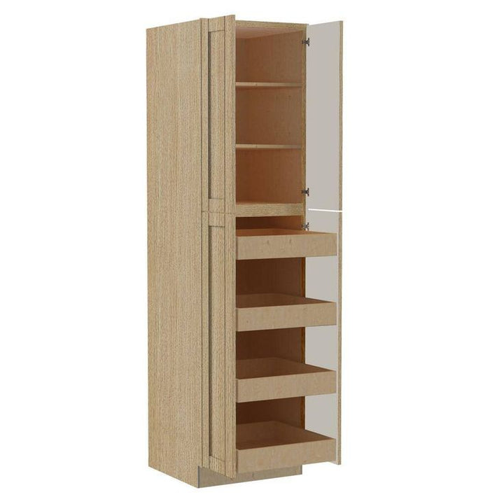 Home Decorators Collection Washington 24 in. W x 24 in. D x 90 in. H Assembled Plywood Pantry Kitchen Cabinet in Oak with Soft Close Doors