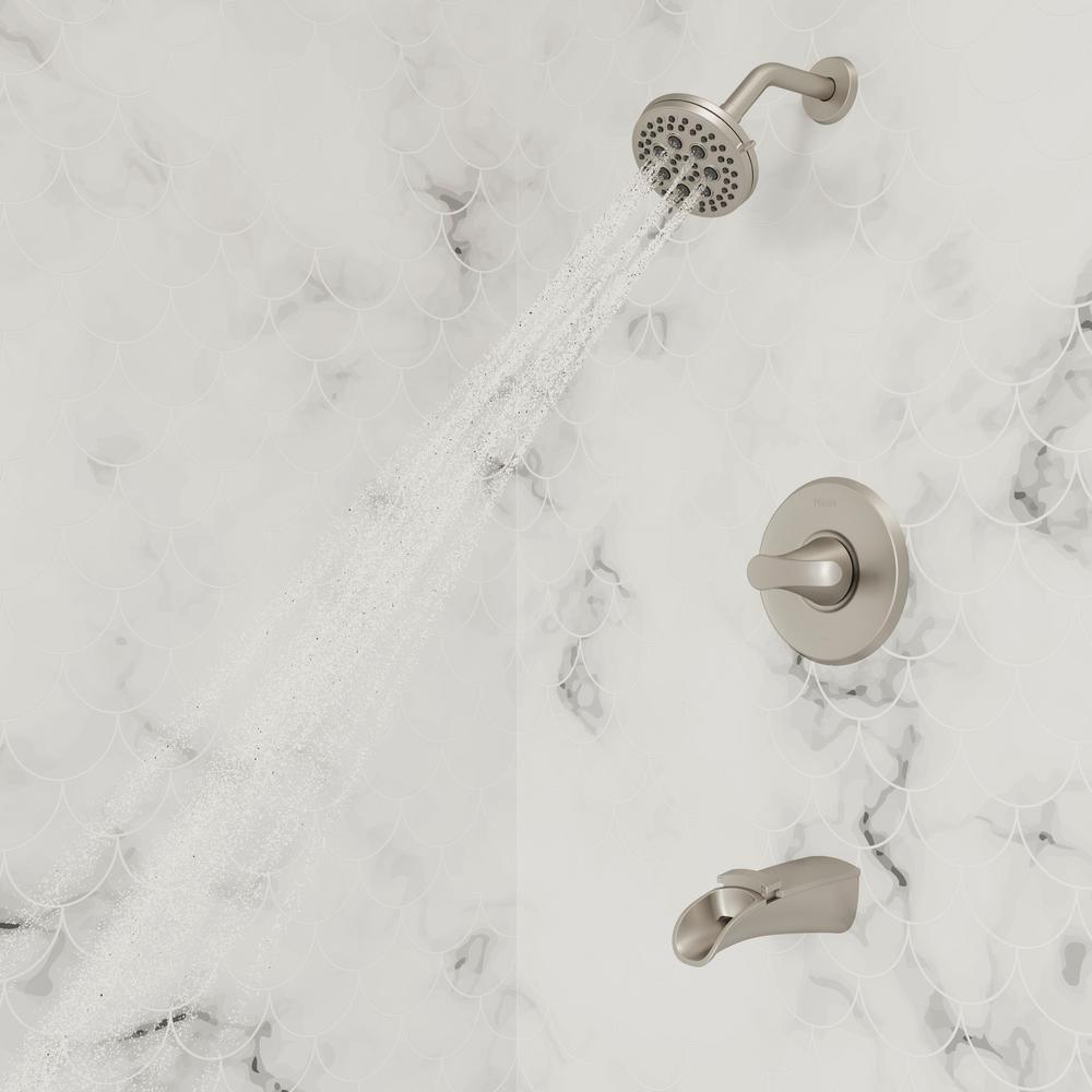 Jaida Single-Handle 4-Spray Tub and Shower Faucet w/ Restore Technology in Spot Defense Brushed Nickel (Valve Included) - Super Arbor