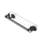 Remi Collection 16 in. Glass Vanity Shelf with Gallery Rail in Satin Nickel - Super Arbor