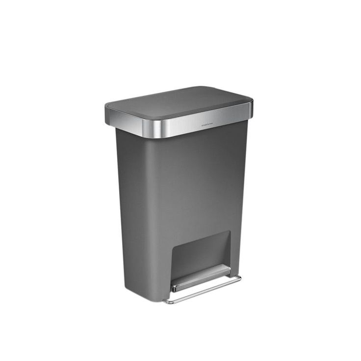 simplehuman 45-Liter Grey Plastic Trash Can with Lid