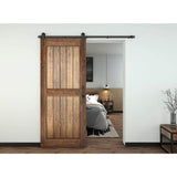 72 in. Matte Black Strap Sliding Barn Door Hardware Track with Pull
