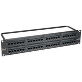 48-Port eXtreme Cat 6+ Flat 110-Style 2RU Patch Panel with Cable Management Bar, Black - Super Arbor