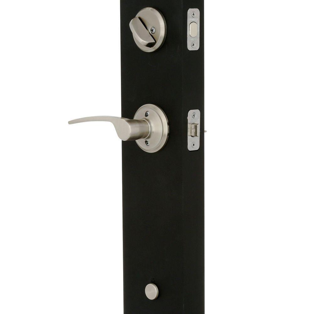 Century Satin Nickel Single Cylinder Deadbolt with Right Handed Merano Lever Door Handleset - Super Arbor