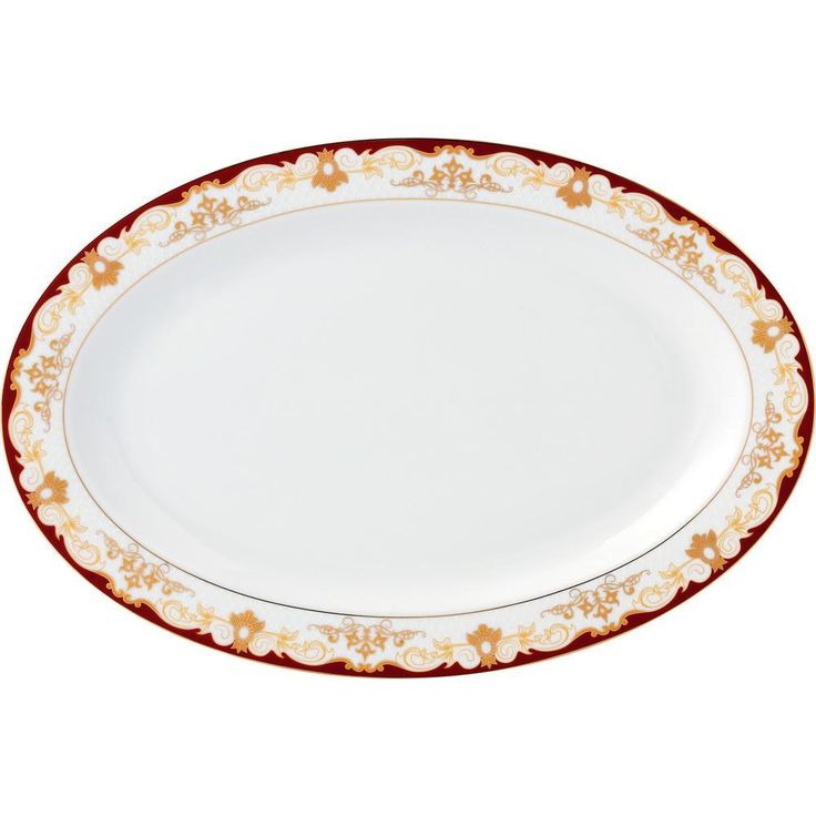 57-Piece Patterned Red Bone China Dinnerware Set (Service for 8)