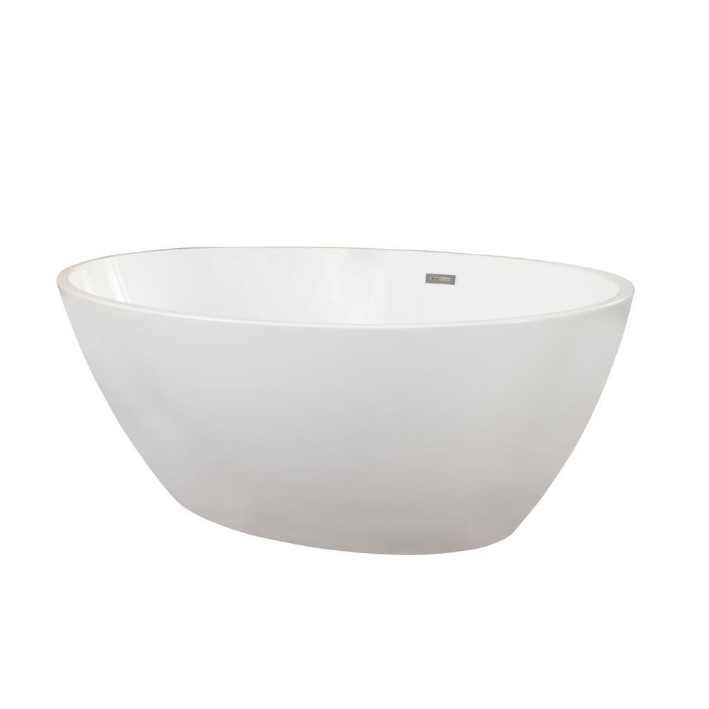 Jolie 69 in. Acrylic Flatbottom Non-Whirlpool Soaking Bathtub in White - Super Arbor