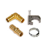 Pex Tubing Plumbing Kit Crimper Tool 1/2 in. and 3/4 in. Elbow Stainless Steel 1/2 in. and 3/4 in. Cinch and Half Clamp - Super Arbor