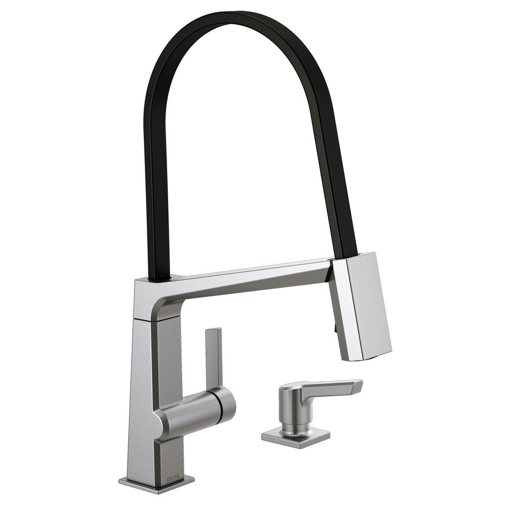 Pivotal Single-Handle Pull-Down Sprayer Kitchen Faucet with MagnaTite Docking in Arctic Stainless - Super Arbor