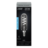 Feit Electric 25-Watt Equivalent T6 Candelabra Dimmable LED Smoke Glass Vintage Light Bulb with Spiral Filament Daylight (4-Pack)