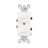 15 Amp Combination Double Switch, White - Super Arbor