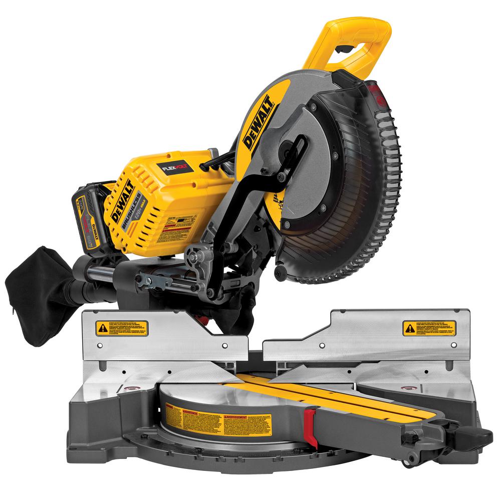 FLEXVOLT 120-Volt MAX Lithium-Ion Cordless Brushless 12 in. Sliding Miter Saw, Batteries and Bonus Stand - Super Arbor